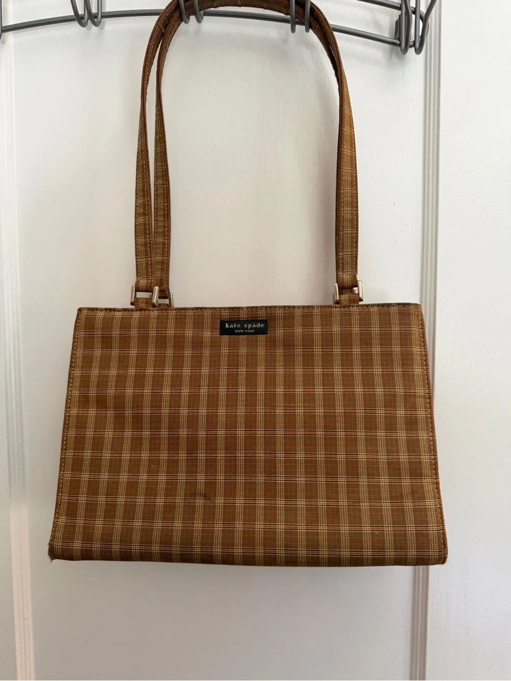 Kate spade vintage 1998 brown plaid sam rare preppy academia shoulder purse bag
